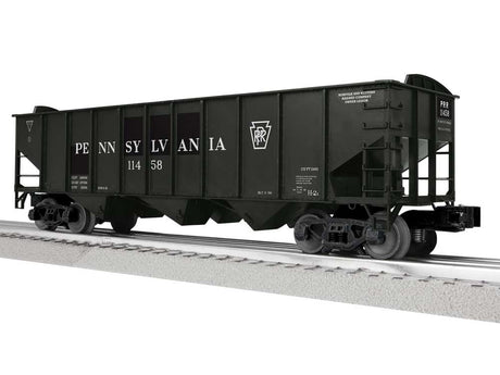 3-Bay Hopper Peaked Ends - Scale 3-Rail - Ready to Run -- Pennsylvania Railroad #11458 (Patched, black, white)