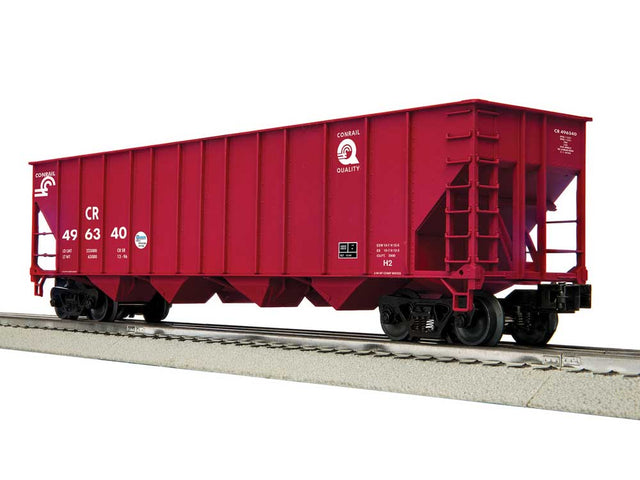 100-Ton 4-Bay Hopper 3-Pack - 3-Rail - Ready to Run -- Conrail Set B (Boxcar Red, Quality Logo)