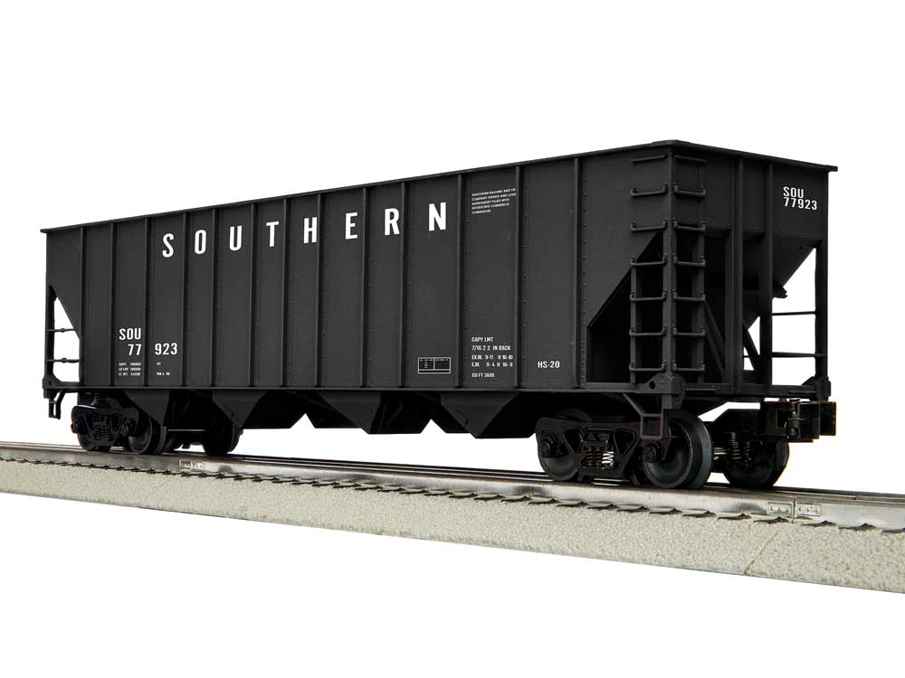 100-Ton 4-Bay Hopper 3-Pack - 3-Rail - Ready to Run -- Southern Railway Set B (black, white)