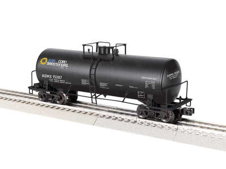 ACF 40' Frameless Tank Car - 3-Rail - Ready to Run -- ADM Corn Sweeteners ADMX #15387 (black, yellow, blue, white)
