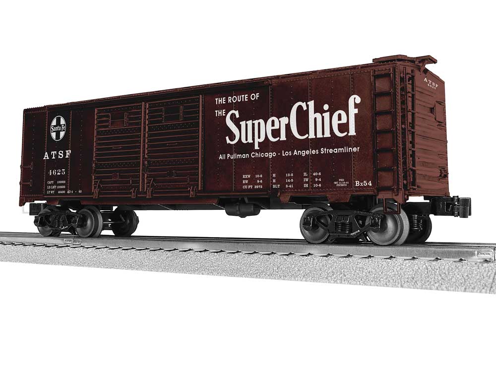 40' Double-Door Boxcar - 3-Rail - Ready to Run -- Santa Fe #4625 (Boxcar Red, white, Super Chief Slogan)-1