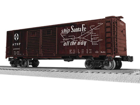 40' Double-Door Boxcar - 3-Rail - Ready to Run -- Santa Fe #29999 (Boxcar Red, white, Super Chief Slogan)-1