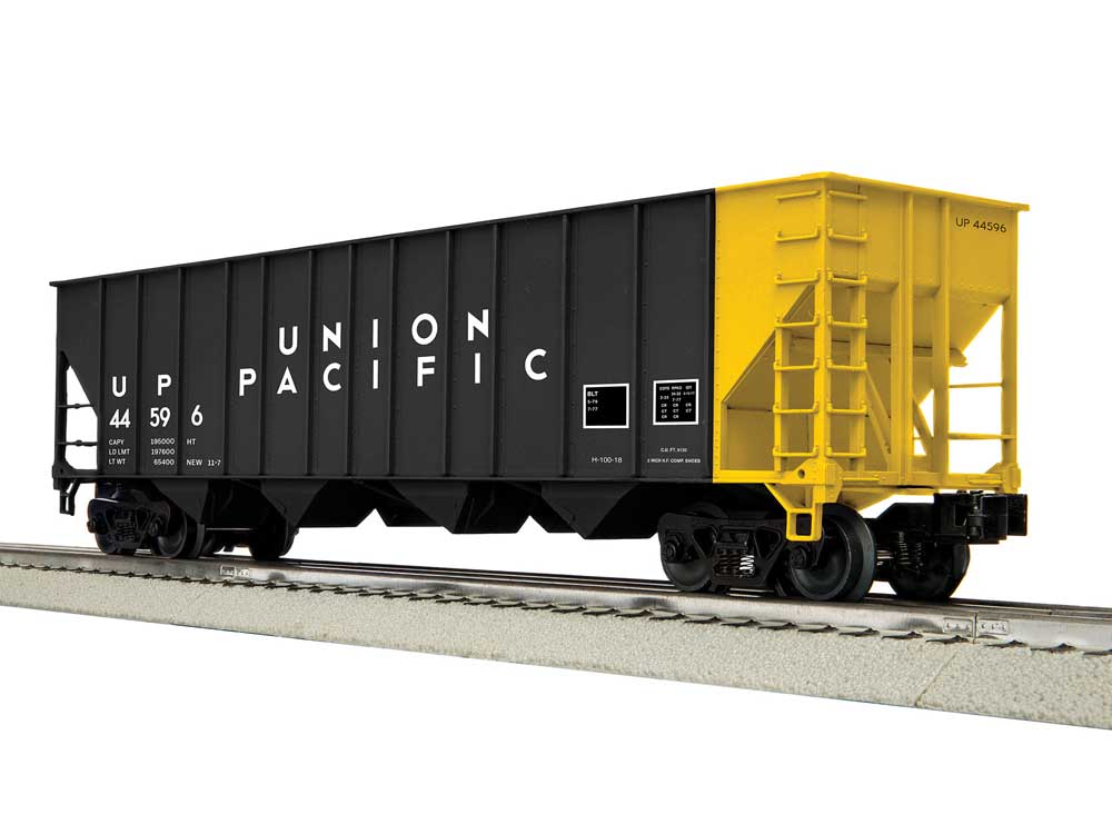 100-Ton 4-Bay Hopper 3-Pack - 3-Rail - Ready to Run -- Union Pacific Set A (black, yellow)