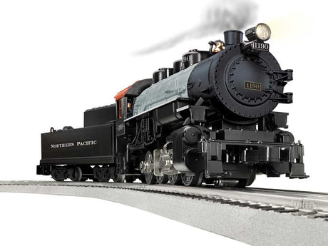 0-8-0 - 3-Rail w/LionChief Plus 2.0 Sound, Control & Smoke -- Northern Pacific #1190 (black, gray, Tuscan)