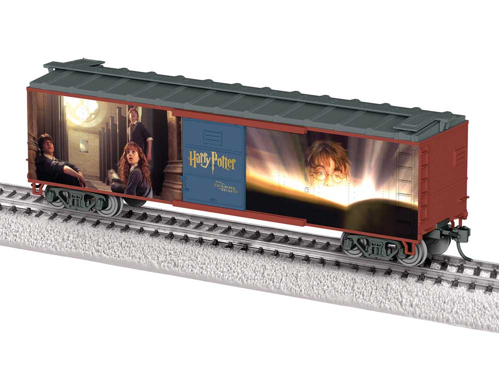 40' Steel Flat-End Boxcar - Ready to Run -- Harry Potter Chamber Of Secrets Movie (Boxcar Red, gray, color images)-2