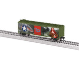 40' Steel Flat-End Boxcar - Ready to Run -- Wings Of Angels Jessamyne Rose (olive, Pin-Up Girl Art)-2