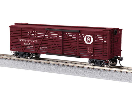 40' Stock Car w/Cow Sounds - Ready to Run -- Pennsylvania Railroad #128091 (Tuscan, white, Circle Keystone)