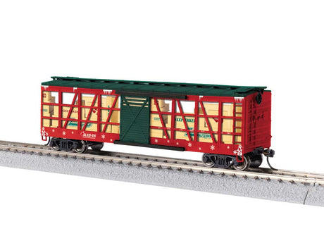 40' Clear-Side Boxcar - Ready to Run -- Sled-Ex (red, green)