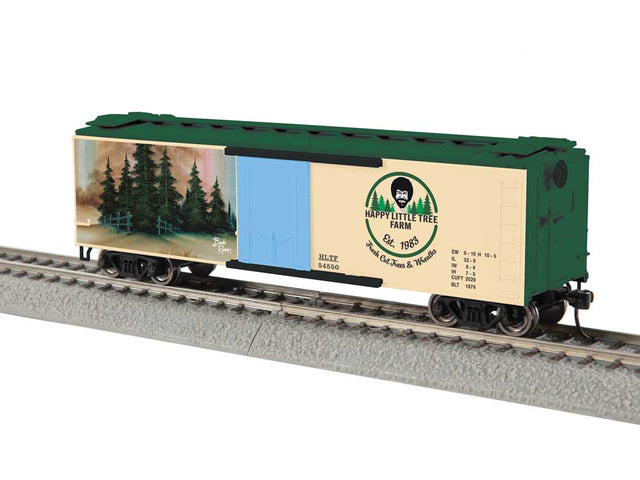 40' Steel Ice Reefer - Ready to Run -- Bob Ross Happy Little Tree Farm #54550 (green, beige)