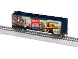 40' Steel Flat-End Boxcar - Ready to Run -- US Navy (250th Anniversary Commemorative, blue, red, Scene Art)-1
