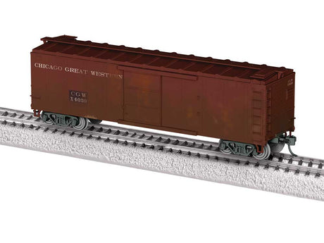 40' Steel Flat-End Boxcar - Ready to Run -- Chicago Great Western #X4039 (Weathered, Boxcar Red)-1