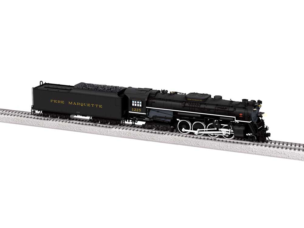 2-8-4 Berkshire - Standard DC -- Pere Marquette #1225 (black, graphite, yellow)