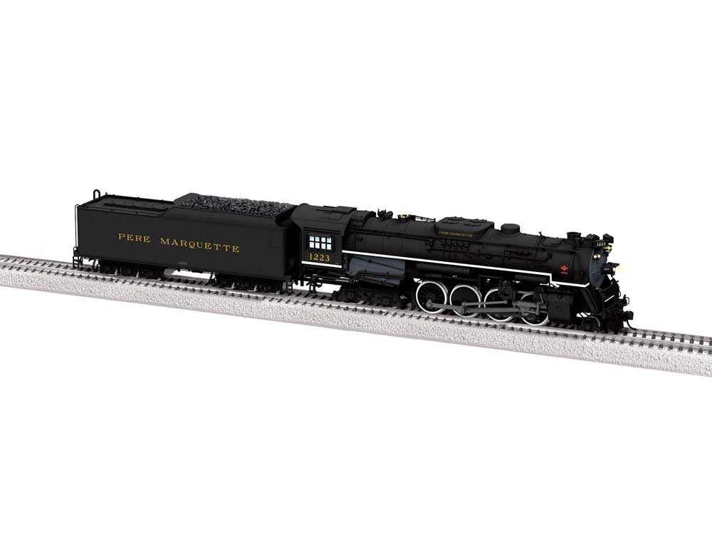 2-8-4 Berkshire - Standard DC -- Pere Marquette #1223 (black, graphite, yellow)