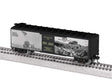 40' Steel Flat-End Boxcar - Ready to Run -- WWII Iwo Jima 80th Anniversary (black, white, gray)-1