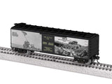 40' Steel Flat-End Boxcar - Ready to Run -- WWII Iwo Jima 80th Anniversary (black, white, gray)-1