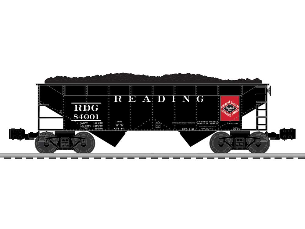 Reading King Coal Train-Only Set - 3-Rail - Legacy Sound, Smoke and Control -- T-1 4-8-4 #2128, 7 Mixed Hoppers, Caboose (Mixed Schemes)-4