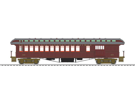 Jarrett - Palmer Lightning Express Set- 3-Rail - Legacy Sound and Control -- Centrral Pacific 4-4-0, Wood Combine, 2 Wood Coaches-4