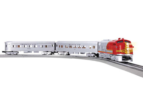 Super Chief Set - 3-Rail - LionChief+ 2 Bluetooth 5 Sound & Control -- Santa Fe F7A, 2 Cars, FasTrack Oval, Wireless Controller-1