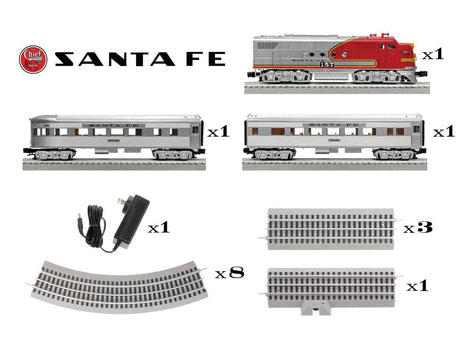 Super Chief Set - 3-Rail - LionChief+ 2 Bluetooth 5 Sound & Control -- Santa Fe F7A, 2 Cars, FasTrack Oval, Wireless Controller-2