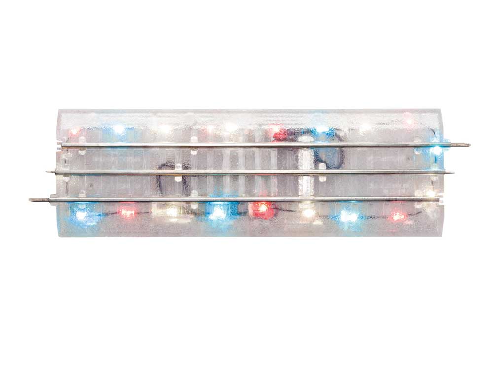 10" 25.4cm Straight w/Red, White & Blue LED Lights - FasTrack(R) -- pkg(4)