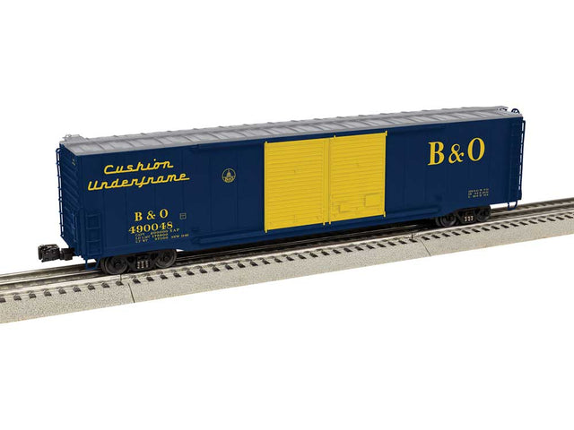 Pullman-Standard PS-1 60' Double-Door Boxcar - 3-Rail - Ready to Run -- Baltimore & Ohio #490048 (blue, yellow, silver)