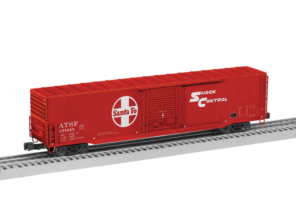 Pullman-Standard PS-1 60' Single-Door Boxcar - 3-Rail - Ready to Run -- Santa Fe #37699 (red, white)