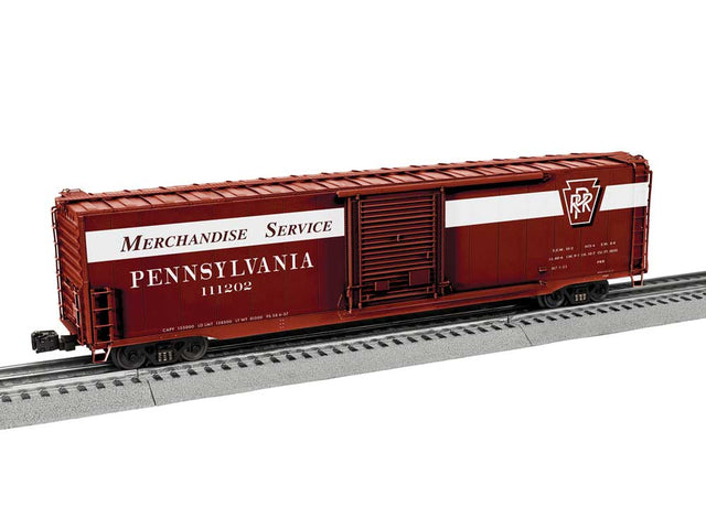 Pullman-Standard PS-1 60' Single-Door Boxcar - 3-Rail - Ready to Run -- Pennsylvania Railroad #111202 (Fantasy Merchandise Service, Tuscan, white)