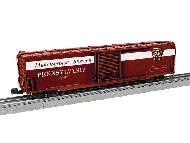 Pullman-Standard PS-1 60' Single-Door Boxcar - 3-Rail - Ready to Run -- Pennsylvania Railroad #111265 (Fantasy Merchandise Service, Tuscan, white)