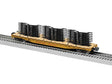 PS-4 50' Flatcar w/Auto Frame Load - 3-Rail - Ready to Run -- Union Pacific #58059 (Armour Yellow, red)