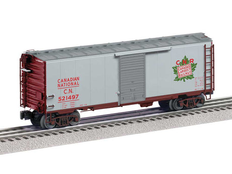 PS-1 Boxcar - 3-Rail - Ready to Run -- Canadian National #521497 (aluminum, Boxcar Red, green, CNR Leaf Logo)