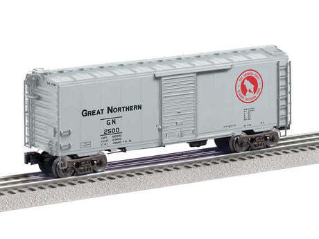 PS-1 Boxcar - 3-Rail - Ready to Run -- Great Northern #2500 (aluminum, black, red, See America First Logo)