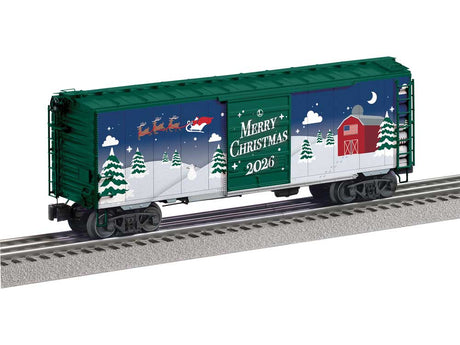 40' PS-1 Boxcar - 3-Rail - Ready to Run -- Christmas 2026 (blue, green, white, Santa Scene)