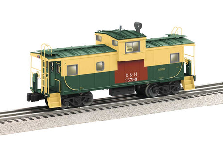 Wide-Vision Caboose - 3-Rail - Ready to Run -- Delaware & Hudson #35799 (Patched Ex-Reading, green, yellow, Boxcar Red)