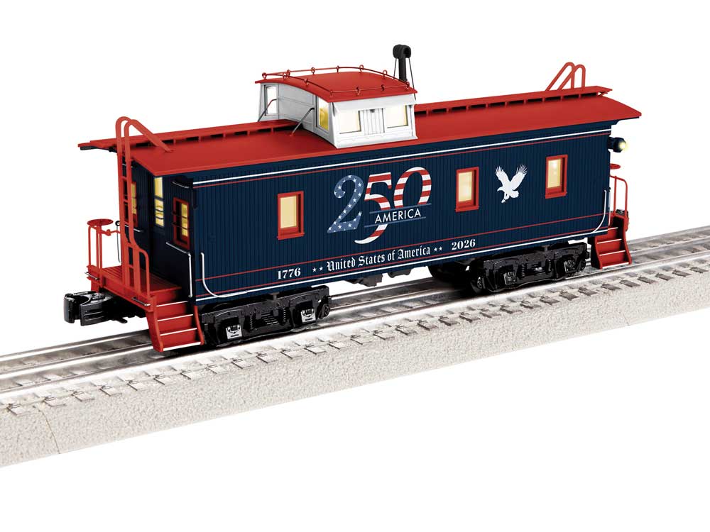 Class CA-1 Wood Caboose - 3-Rail - Ready to Run -- America 250 (blue, red, white)