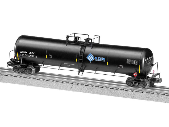 30,000-Gallon Tank Car - 3-Rail - Ready to Run -- Archer-Daniels-Midland ADMX #29247(black, blue, white, Molecule Logo)