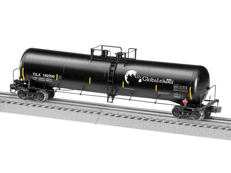 30,000-Gallon Tank Car - 3-Rail - Ready to Run -- Global Ethanol TILX #192208 (black, white, yellow conspicuity marks)