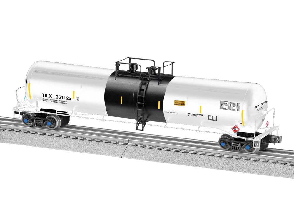 30,000-Gallon Tank Car - 3-Rail - Ready to Run -- Trinity Industries Leasing TILX #351125 (white, black)