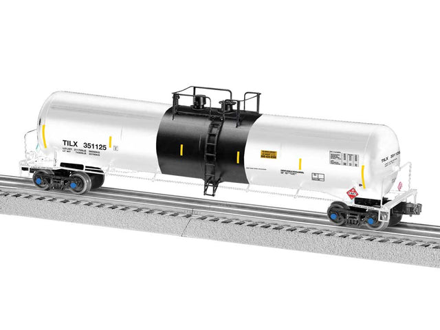 30,000-Gallon Tank Car - 3-Rail - Ready to Run -- Trinity Industries Leasing TILX #351125 (white, black)