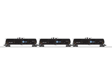 30,000-Gallon Tank Car - 3-Rail - Ready to Run - 3-Pack -- Archer-Daniels-Midland ADMX #29259, 29278, 29297 (black, blue, Molecule Logo