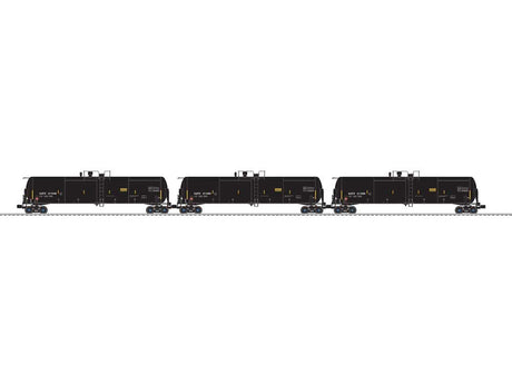 30,000-Gallon Tank Car - 3-Rail - Ready to Run - 3-Pack -- GATX #211546, 211583, 211599 (black, white, yellow conspicuity marks)