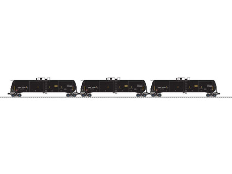 30,000-Gallon Tank Car - 3-Rail - Ready to Run - 3-Pack -- GATX #211629, 211607, 211591(black, white, yellow conspicuity marks)