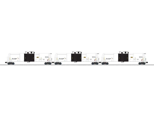 30,000-Gallon Tank Car - 3-Rail - Ready to Run - 3-Pack -- Trinity Industries Leasing TILX #351129, 351176, 351231 (white, black)