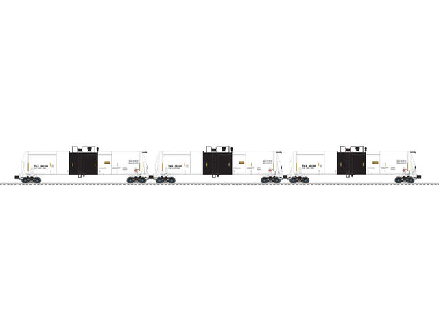 30,000-Gallon Tank Car - 3-Rail - Ready to Run - 3-Pack -- Trinity Industries Leasing TILX #351181, 351156, 351295 (white, black)