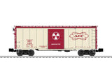 Steel Boxcar - 3-Rail - Ready to Run -- AEC #1955 (Glow in the Dark, white, red)-1