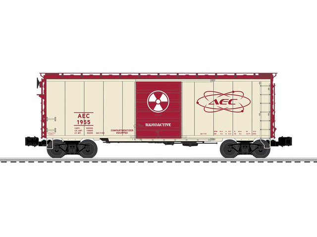 Steel Boxcar - 3-Rail - Ready to Run -- AEC #1955 (Glow in the Dark, white, red)-1