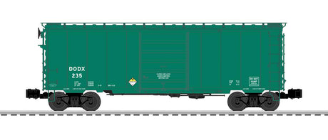 PS-1 Steel Boxcar with Sound - 3-Rail - Ready to Run -- Department of Defense #235 (green, Glow in the Dark)
