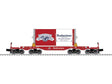 8-Axle Heavy-Duty Flatcar w/Canister Load - 3-Rail - Ready to Run -- Budweiser #150 (red, Beer Can Load)