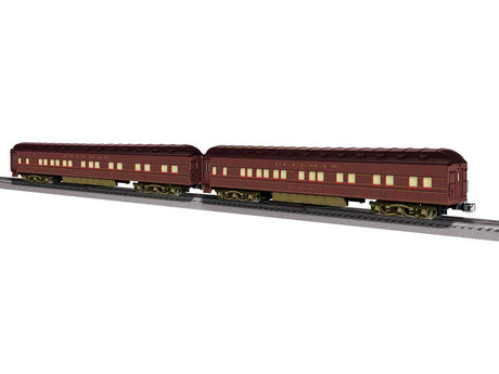 18" Heavyweight Pullman Sleeper 2-Pack - 3-Rail - Ready to Run -- Pennsylvania Railroad Set B (1925 Broadway, Tuscan, black)
