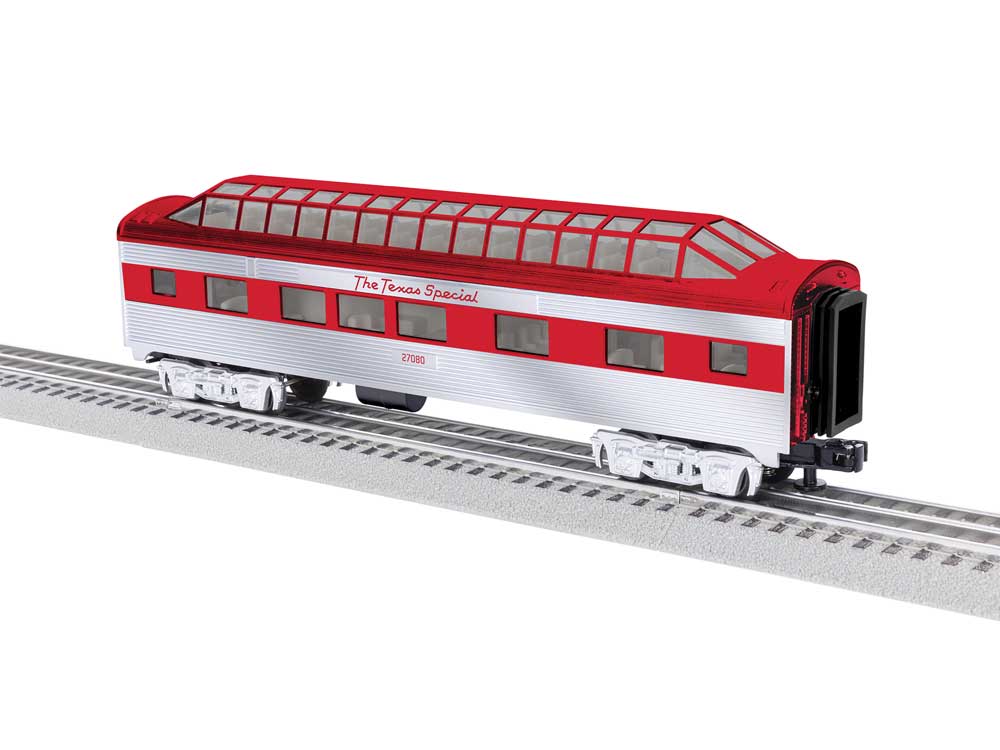 13" Streamlined Vista Dome - 3-Rail - Ready to Run -- Texas Special #27080 (silver, red)