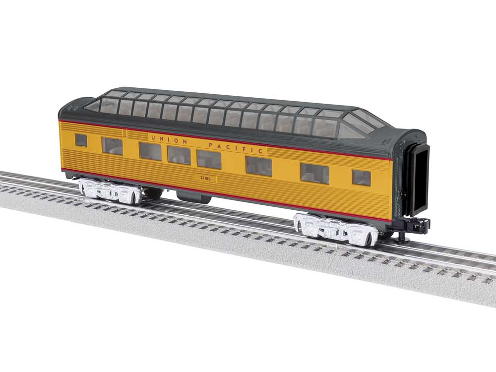 13" Streamlined Vista Dome - 3-Rail - Ready to Run -- Union Pacific #27100 (Armour Yellow, gray, red)